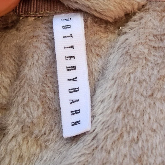 POTTERY BARN Intimates & Sleepwear Women's Robe Large Faux Fur Hood No Belt - Picture 3 of 16